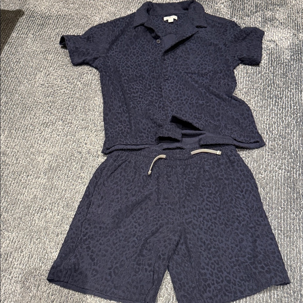 Kids Navy Leopard-Print matching crewcuts Set